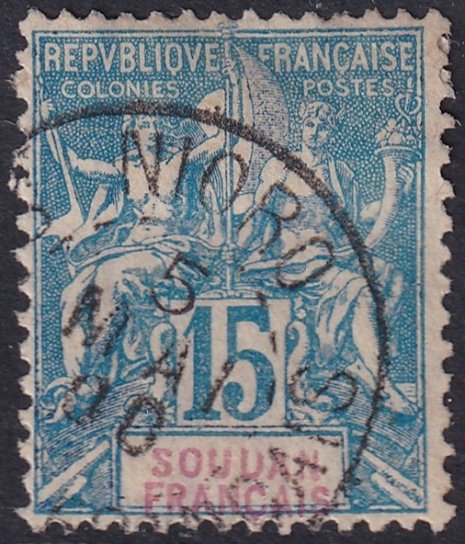 French Sudan 1894 Sc 9 used Nioro cancel heavy hinge