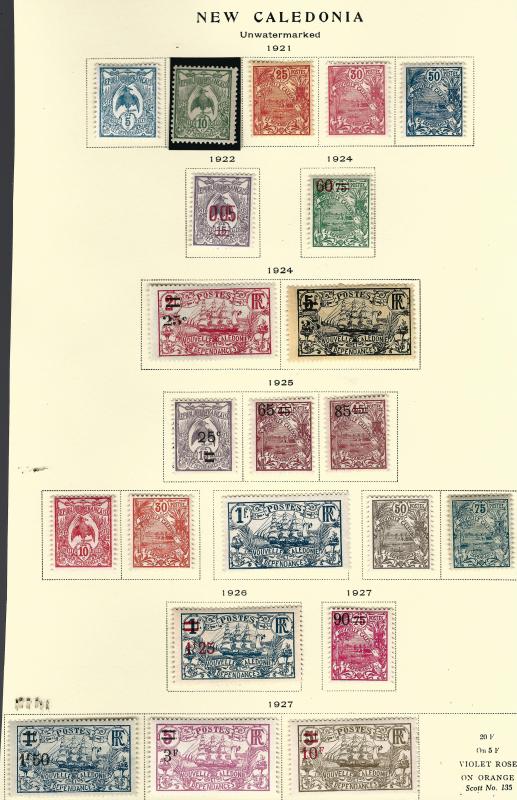 New Caledonia 1921//1927 F-VF Mint OG hinged to Album...Fill a Full Colony page!