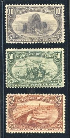 US 290, 291, 293 Early Commemoratives F - VF Mint Specimen Overprint No Gum c...