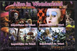 CHAD - 2014 - Alice in Wonderland - Perf 4v Sheet - M N H - Private Issue