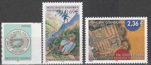 Andorra (Fr) #565-7 MNH  CV $12.65 (A11101)