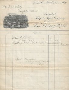 1890 - Farfield Paper Company Invoice - Ephemera 1092