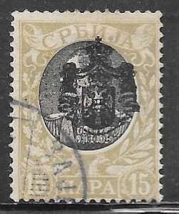 Serbia 71: 15p Arms Overprint of Alexander, used, AVG