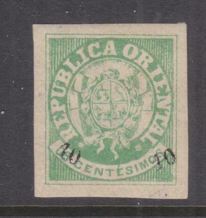 URUGUAY, 1866 10c. on 8c. Green, lhm.