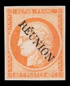 MOMEN FRENCH REUNION SC #11 1891 IMPERF UNUSED SIGNED VF $575 LOT #68716*