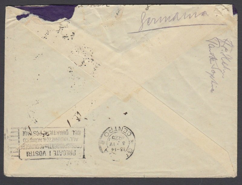 Germany 10pf (3) on 1925 cover to ITALY with 30c Postage Due