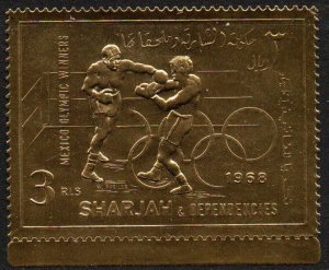 Sharjah & Dependencies 3 rls 1968 Olympics MNH gold foil