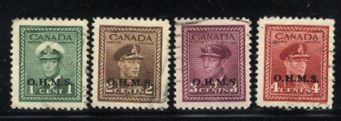 Canada #O1-4   u VF 1949 PD