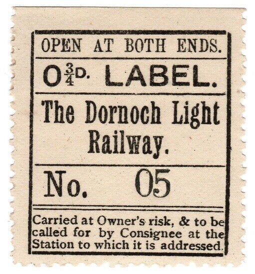 (I.B) The Dornoch Light Railway : Newspaper Parcel ¾d 