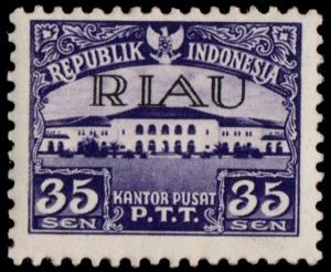 ✔️ INDONESIA RIAU 1954 - BANDUNG POSTOFFICE - SC. 8 ** MNH OG  [IDR008]