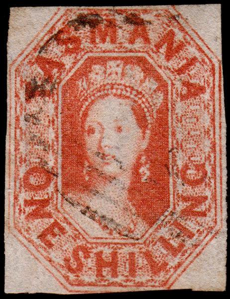 Tasmania Scott 16 (1858) Used F-VF, CV $90.00 M