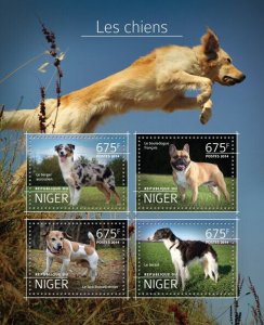 Dogs Stamps Niger 2014 MNH French Bulldog Jack Russell Barzoi Pets 4v M/S