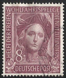 GERMANY 1949 Sc B310 Used 8 + 2pf, cv $22.50 - Elisabeth