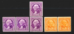 Stamps US Scott #  721-723 Set Rotary Press Coil Joint Line Pairs 1932 MLH