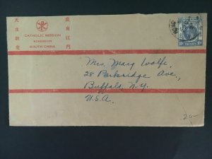 1927 Hong Kong Catholic Missionary Cover to USA Kongmoon