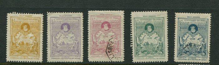 Portuguese India Centenario Da India 1898 (5 stamps)