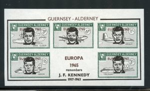 GREAT BRITAIN LOCAL GUENSEY-ALDERNEY S/S OVPRINTED J.F. KENNEDY MINT NH