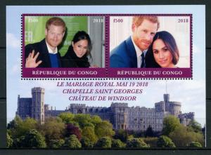 Congo 2018 MNH Prince Harry & Meghan Royal Wedding 2v M/S Royalty Stamps