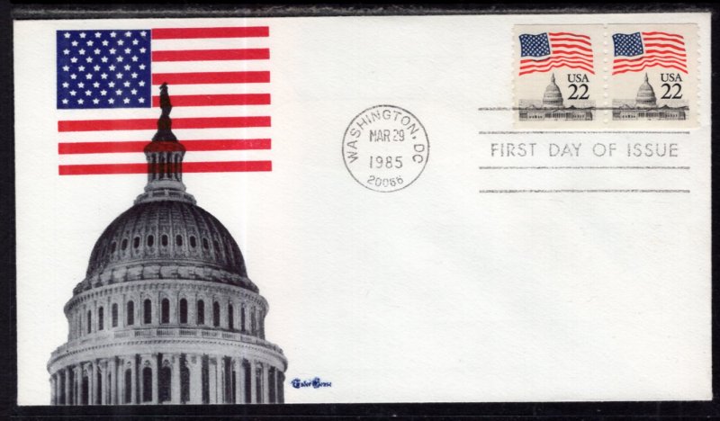 US 2115 Flag Over Capitol Coil Pair Tudor House U/A FDC