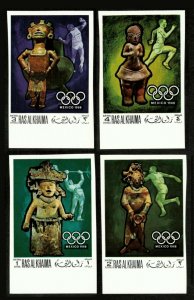 Ras Al Khaima 1968 - Mexico Summer Olympics, Air Post - Imperf Set of 4v - MNH