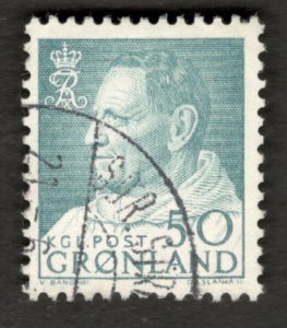 1963 Greenland Sc#58 - 50 Ore - King Frederick IX - Used postage stamp Cv$10