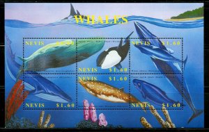 NEVIS WHALES SHEET AND  SOUVENIR SHEET MINT NH  