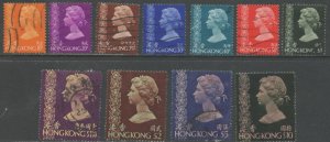 HONG KONG Sc#275a-287a 1975-78 QEII Watermark 373 Part Set Used