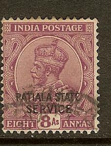 India-Patiala, Scott #O48, 8a KGV Overprint, Used