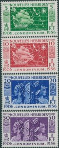 New Hebrides French 1956 SGF92-F95 Condominium Anniversary set MNH