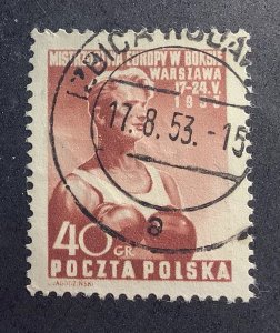 Poland 1953 Scott 575 used -  40gr,  European Boxing Championship in Warsaw