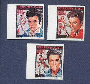 BURKINA FASO - Scott 990-992 imperf - MNH - Elvis