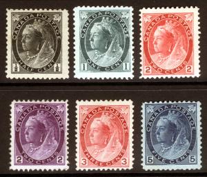 Canada #74-#79 1/2c-5c 1898-1902 Queen Victoria  XF *MLH* CV $595+ 6 items