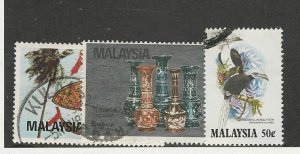 Malaysia, Postage Stamp, #246, 249, 268 Used, 1982-83 Bird