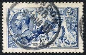 SG411 10/- Deep Blue DLR Seahorse Fine used Cat 1000 pounds