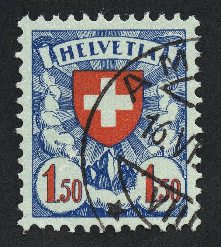 01880 Switzerland Scott #202a, 1.50 Franc used, CDS, grilled gum, fresh color!