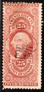 R48d - 25c, red, silk, Power of Attorney, USA Revenue Stamp