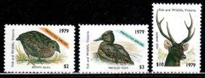 Australia, Victoria ~ Cplt Set of 3 ~ Fish & Game Stamps ~ Mint, NH (1979)