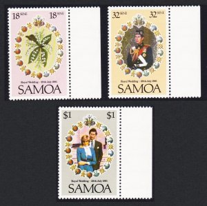 Samoa Charles and Diana Royal Wedding 3v Margins 1981 MNH SC#558-560 SG#599-601