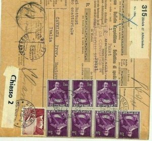 SWITZERLAND Parcel Card 1f.20c {7} Franking 1955 Italy {samwells-covers}SS269