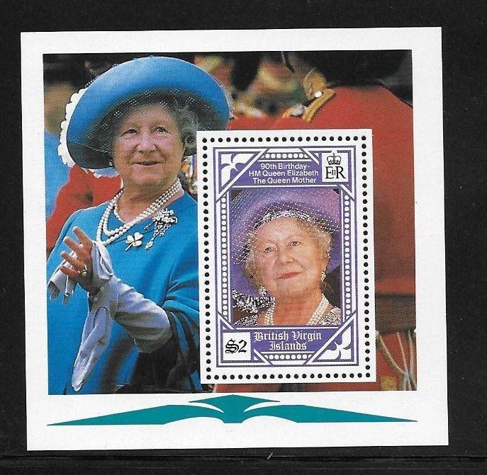 British Virgin islands 1990 Queen Mother 90th Birthday S/S MNH