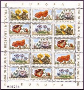 Romania 3154-3155 sheets, MNH. Michel 3982-3991 klb. Flora-Fauna 1983.