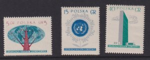 Poland  #761-763  MNH  1957  United Nations
