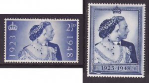 Great Britain-Sc#267-8- id9-unused hinge remnant og set-KGVI-Silver Wedding-1948