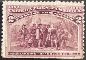 Scott #231 1893 2¢ Columbian Landing of Columbus MNH OG