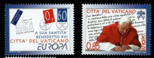 VATICAN CITY SG1532/3 2008 EUROPA THE LETTER MNH