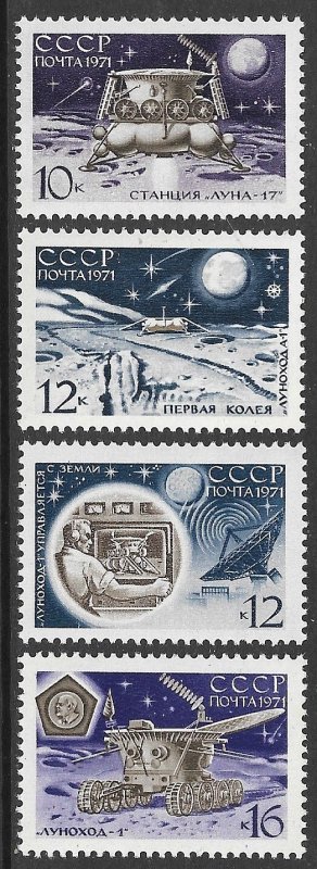 RUSSIA USSR 1971 LUNA 17 Space Set Sc 3834-3837 MNH