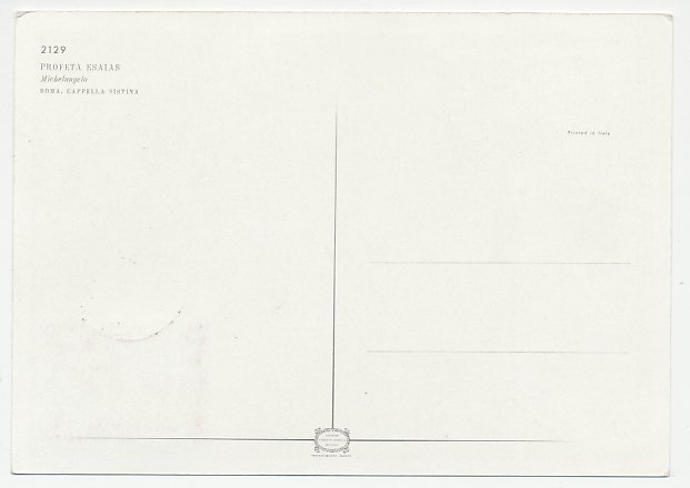 Maximum card Vatican 1964 Prophet Isaiha -Michelangelo