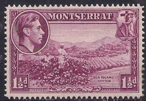 Montserrat 1938 - 48 KGV1  1 1/2d Purple Sea Island Cotton Umm SG 103a ( D1013 )