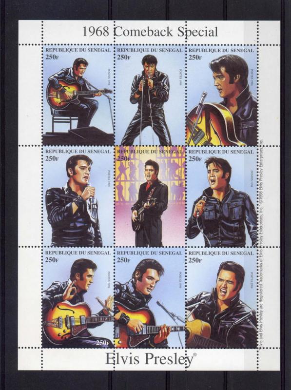 Senegal 1999 Sc#1350  Elvis Presley Comeback 500 Sheetlets (9) Perforated MNH