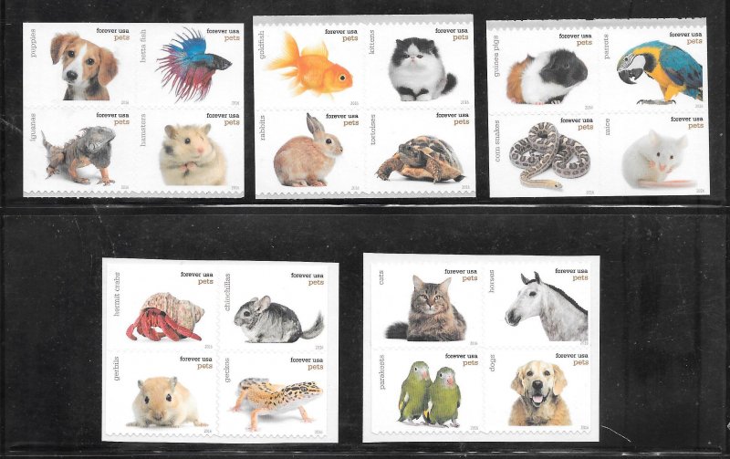 #5106-25 MNH Pets In 5 Blocks of 4